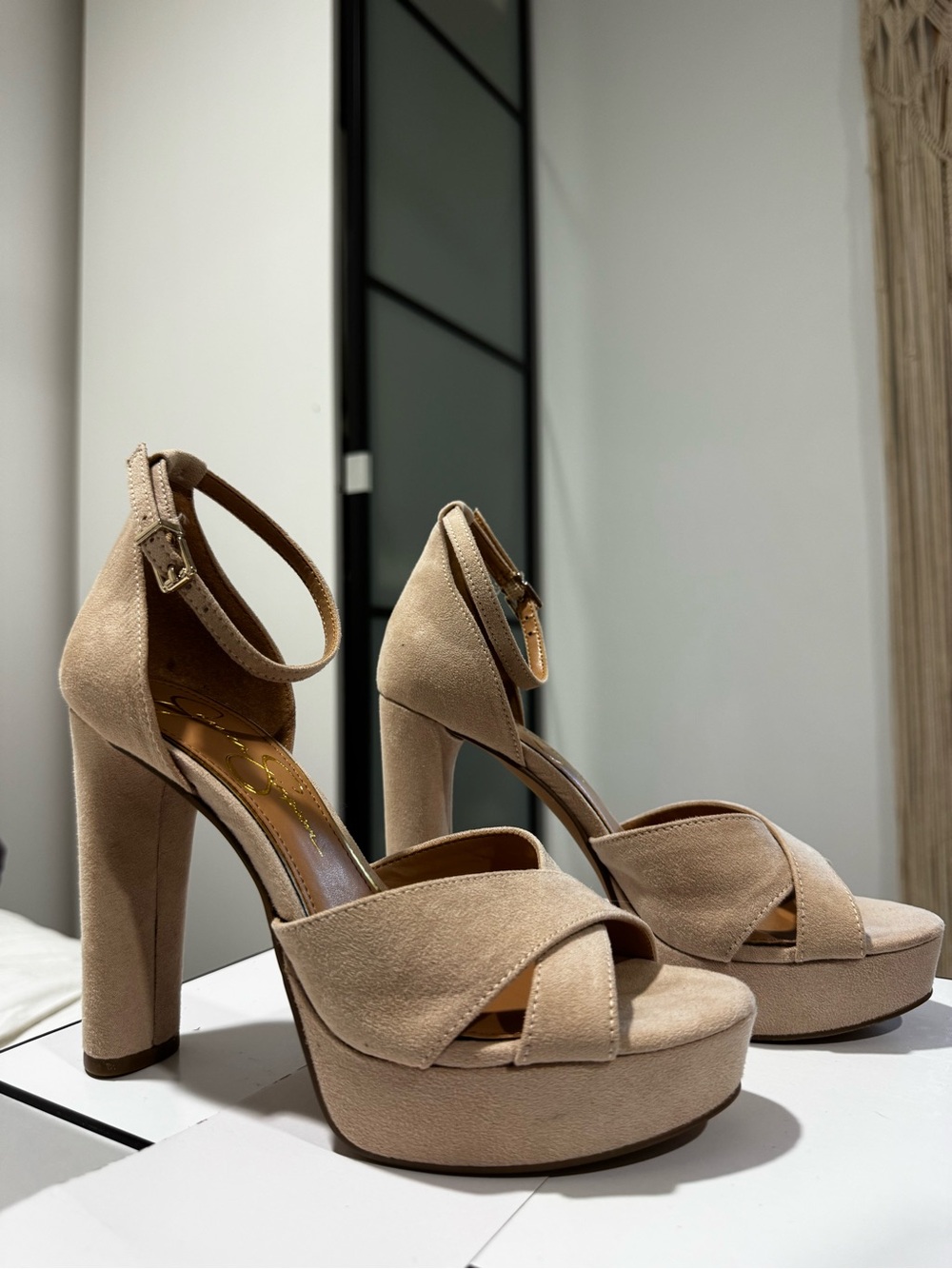 Jessica Simpson Tan Suede Platform Heels